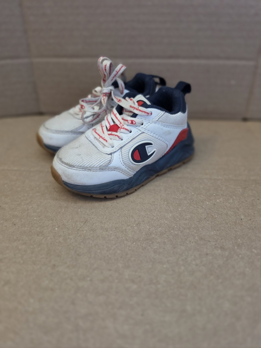 Champion Kids White Navy Red Lace-Up Sneakers